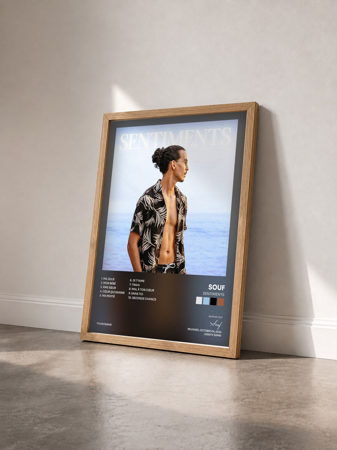 #bois Tableau de l'album Sentiments de Souf vu de trois quarts, cadre en bois brut