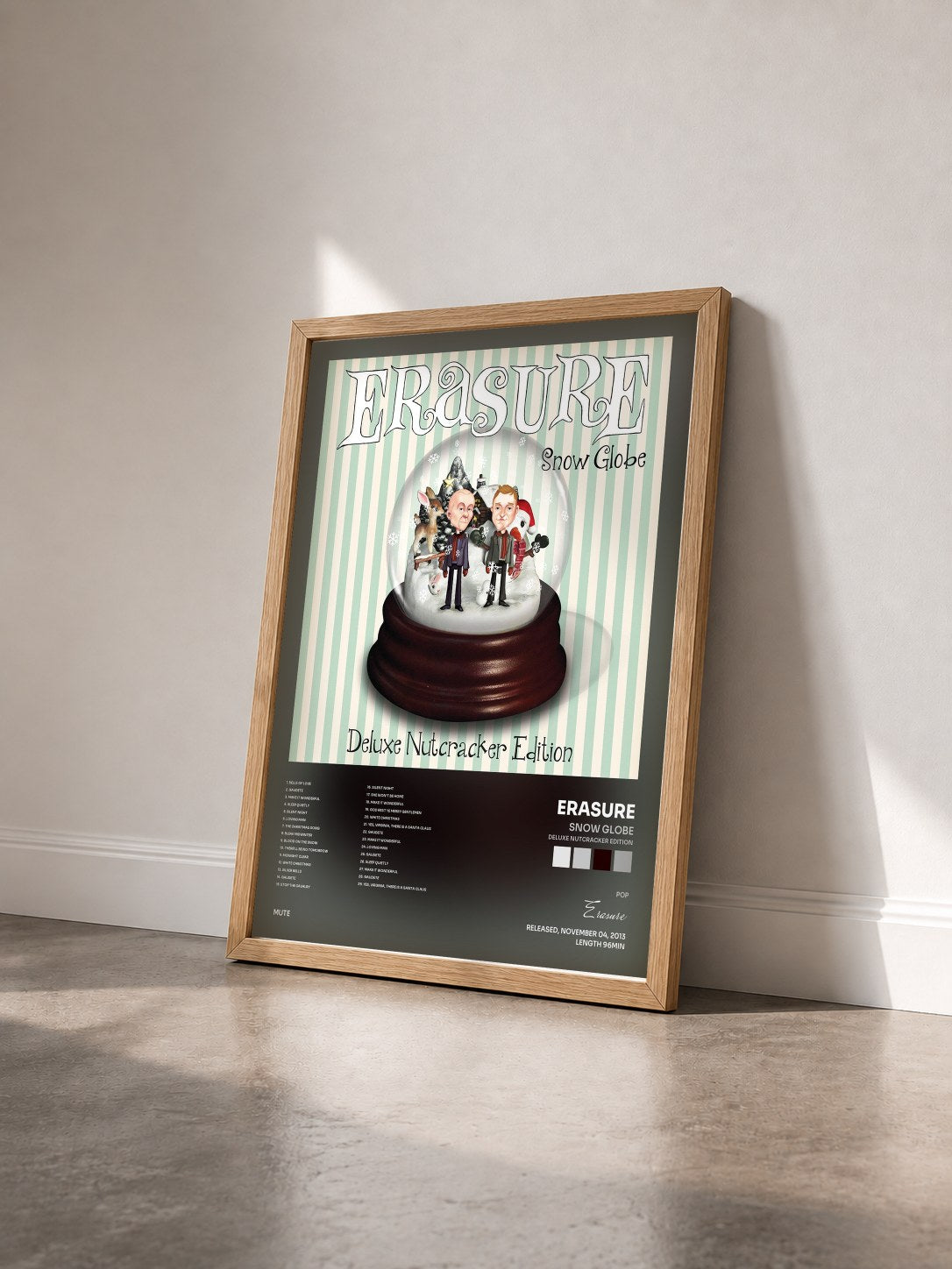 #bois Tableau de l'album Snow Globe (Deluxe Nutcracker Edition) de Erasure vu de trois quarts, cadre en bois brut