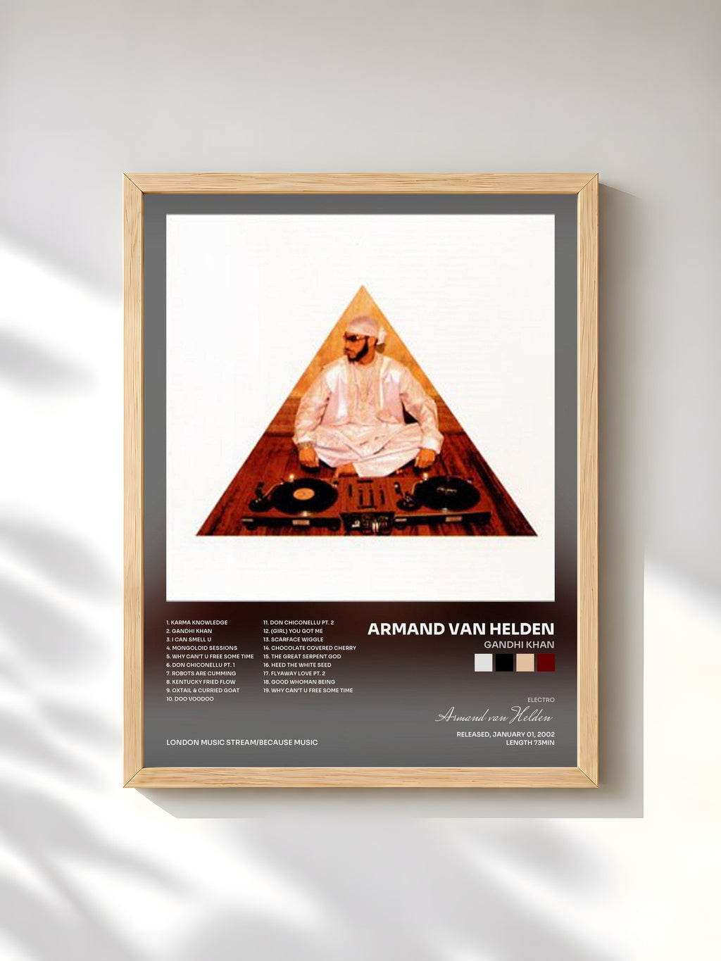 #bois Tableau de l'album Gandhi Khan de Armand van Helden, cadre en bois brut, imprimé et encadré en France