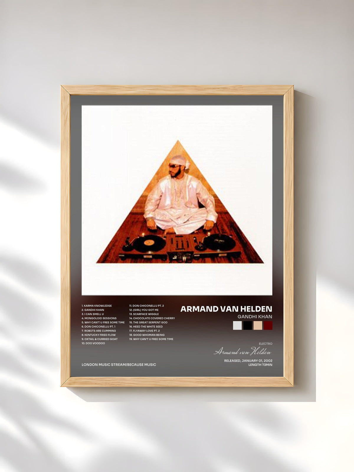 #bois Tableau de l'album Gandhi Khan de Armand van Helden, cadre en bois brut, imprimé et encadré en France