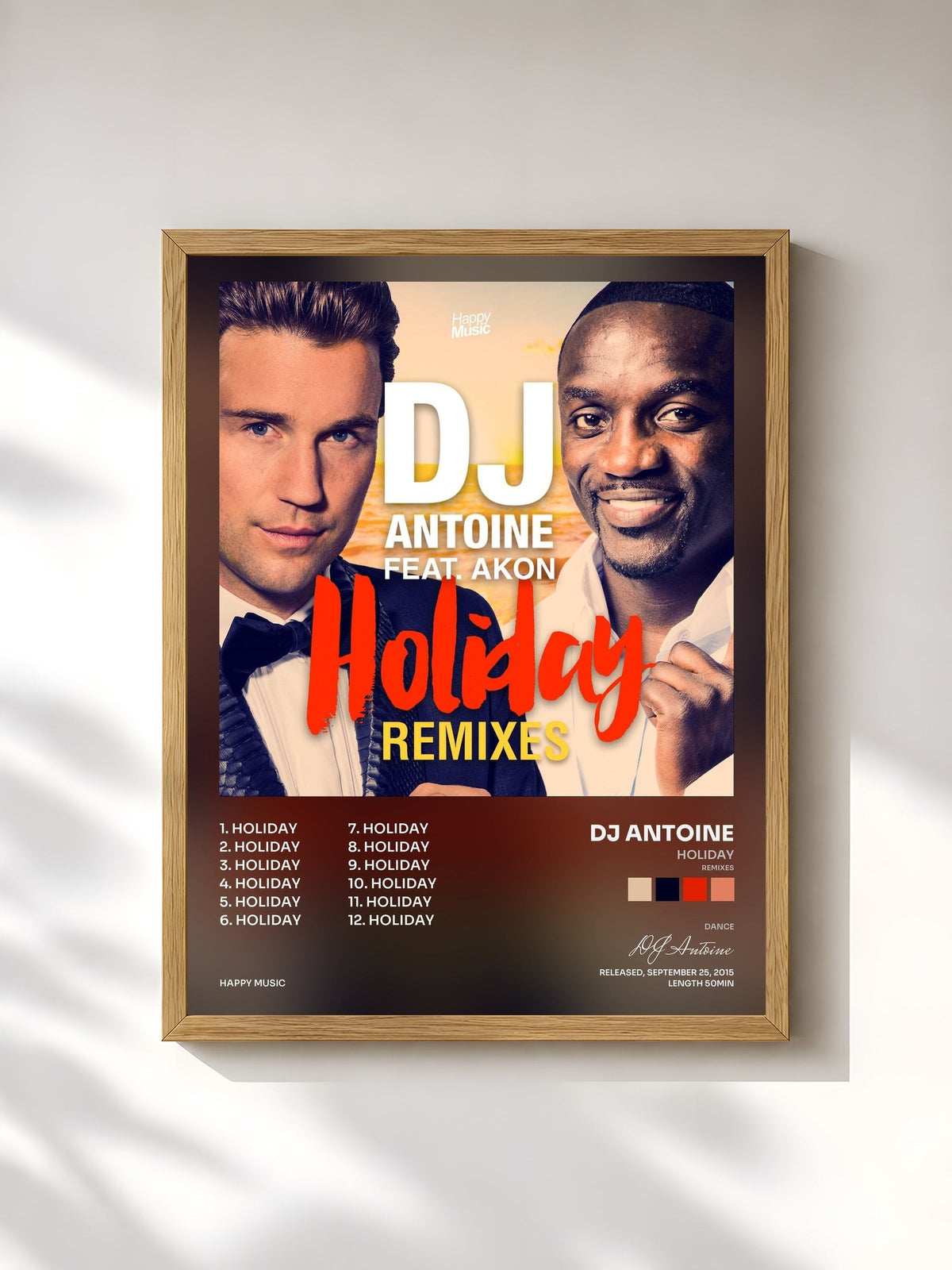 #bois Tableau de l'album Holiday (Remixes) de DJ Antoine, cadre en bois brut, imprimé et encadré en France