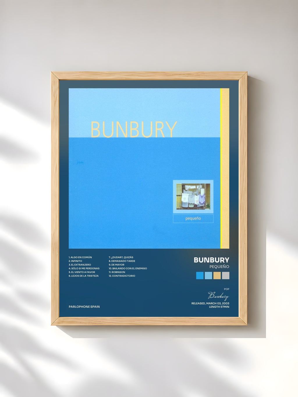 #bois Tableau de l'album Pequeño de Bunbury, cadre en bois brut, imprimé et encadré en France