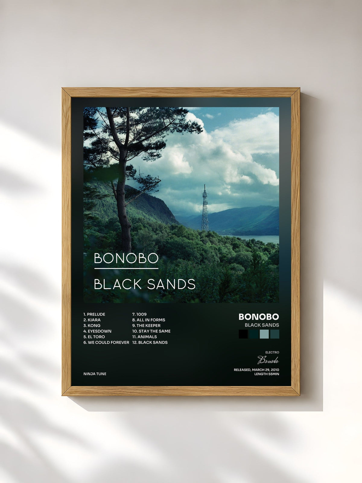 #bois Tableau de l'album Black Sands de Bonobo, cadre en bois brut, imprimé et encadré en France