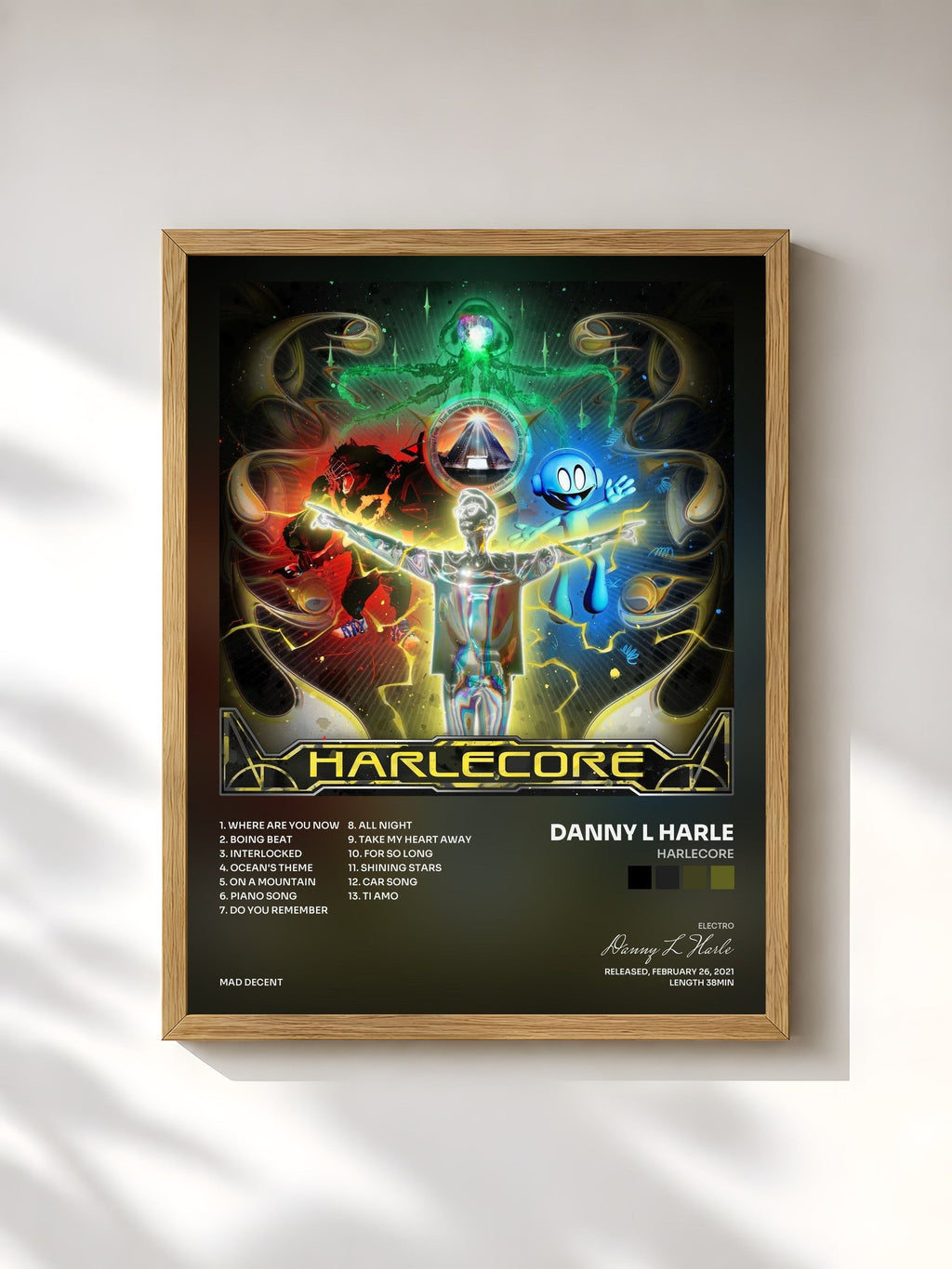 #bois Tableau de l'album Harlecore de Danny L Harle, cadre en bois brut, imprimé et encadré en France