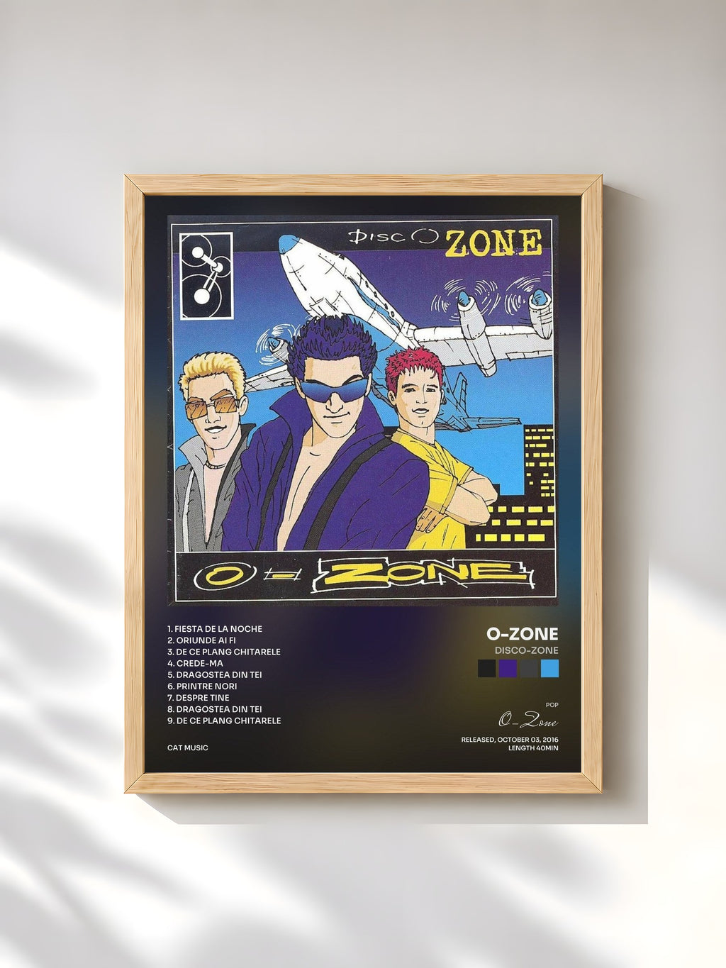 #bois Tableau de l'album DiscO-Zone de O-Zone, cadre en bois brut, imprimé et encadré en France