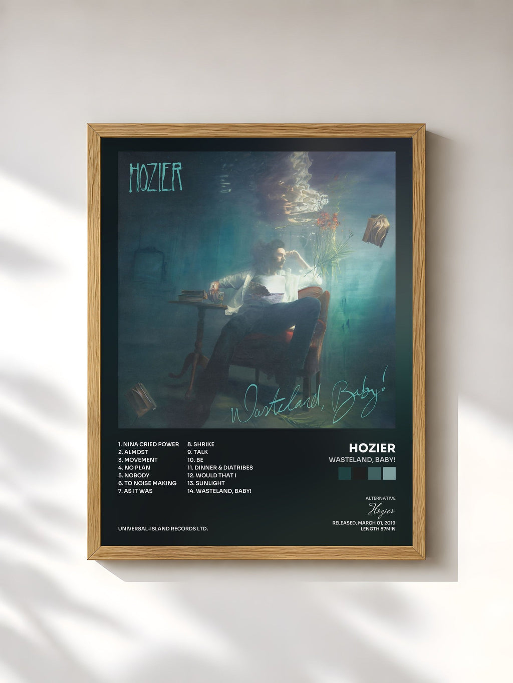 #bois Tableau de l'album Wasteland, Baby! de Hozier, cadre en bois brut, imprimé et encadré en France