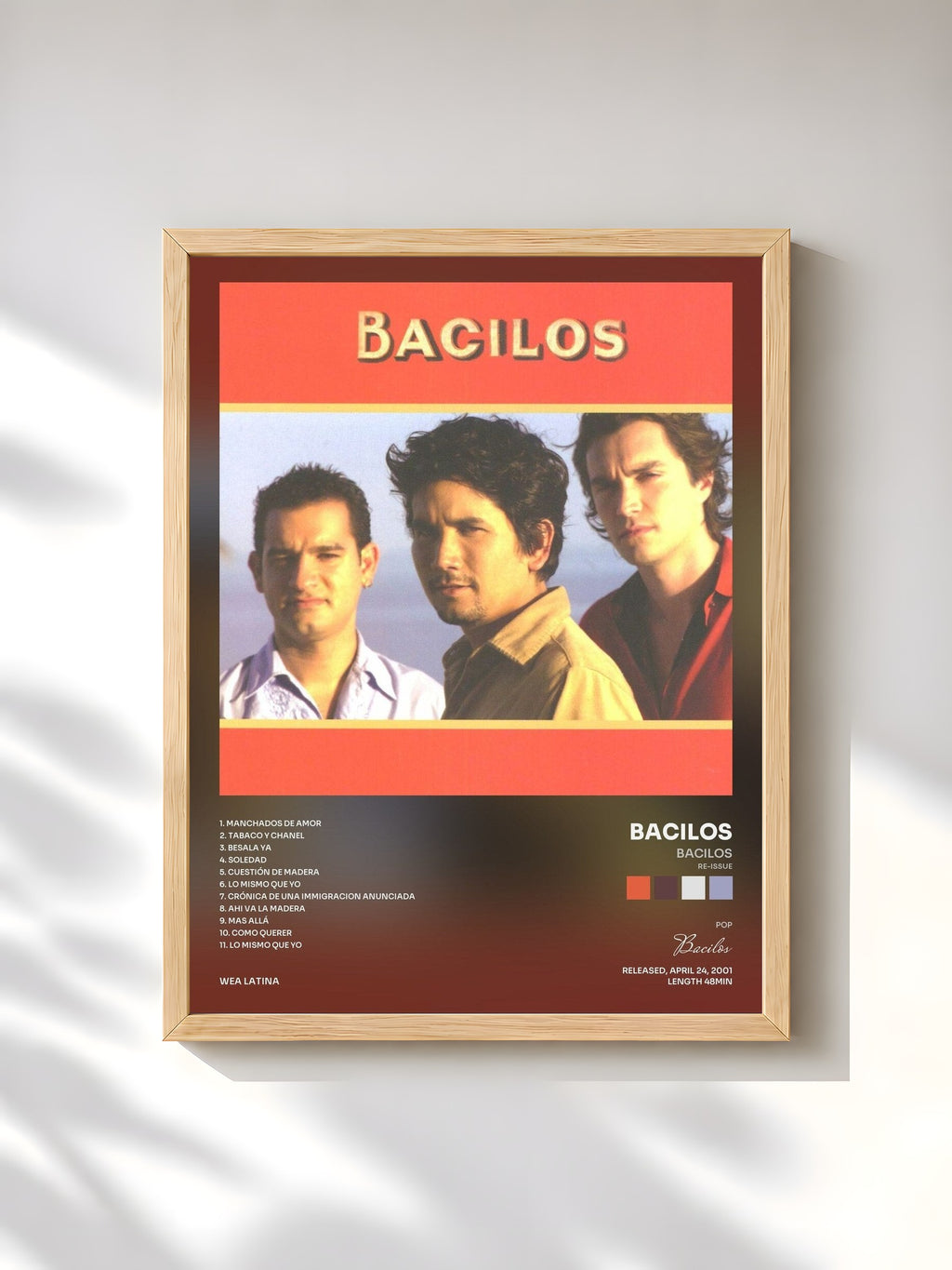 #bois Tableau de l'album Bacilos (Re-Issue) de Bacilos, cadre en bois brut, imprimé et encadré en France