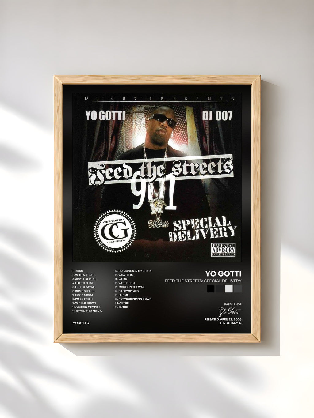 #bois Tableau de l'album Feed The Streets: Special Delivery de Yo Gotti, cadre en bois brut, imprimé et encadré en France