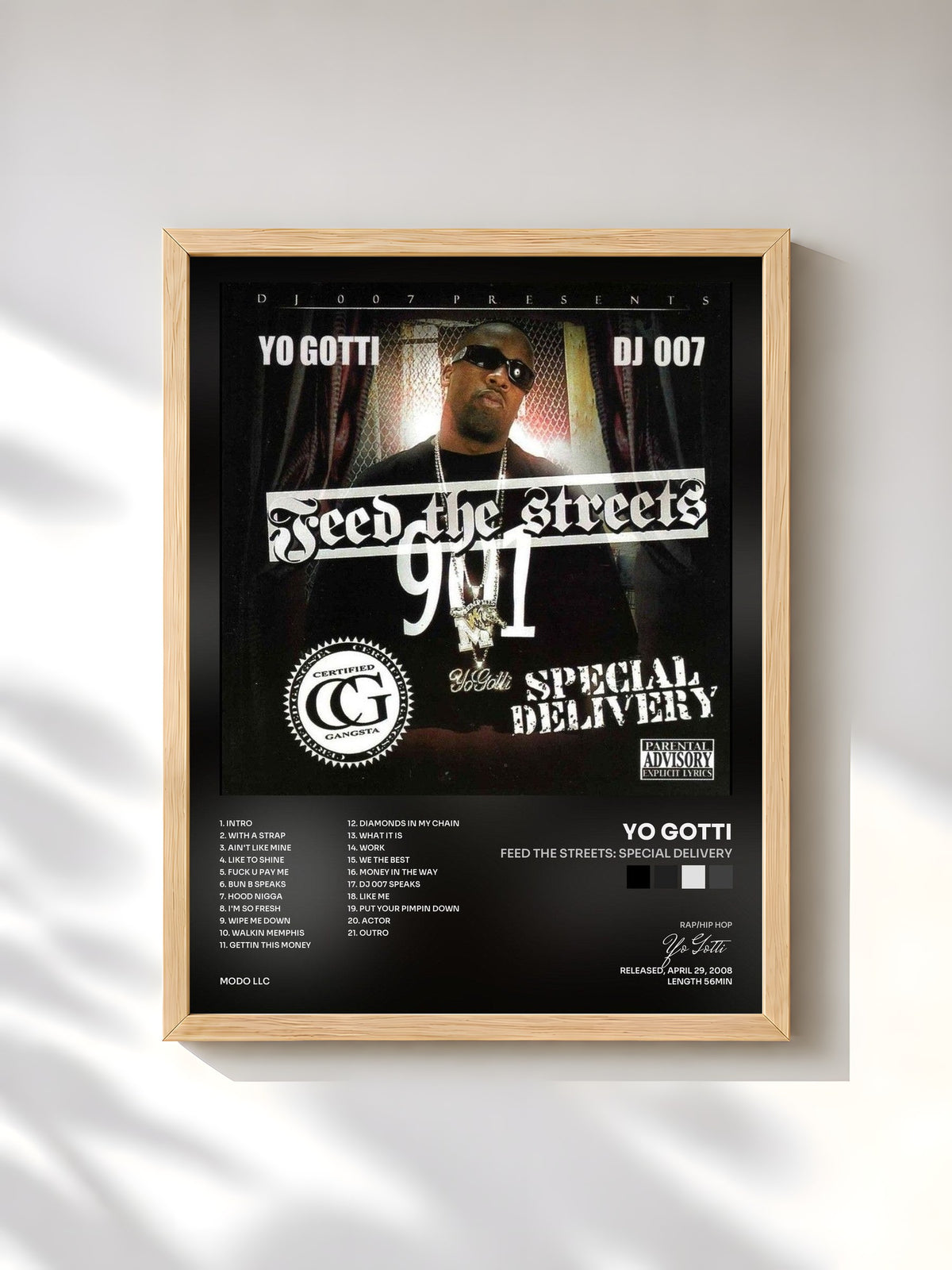 #bois Tableau de l'album Feed The Streets: Special Delivery de Yo Gotti, cadre en bois brut, imprimé et encadré en France