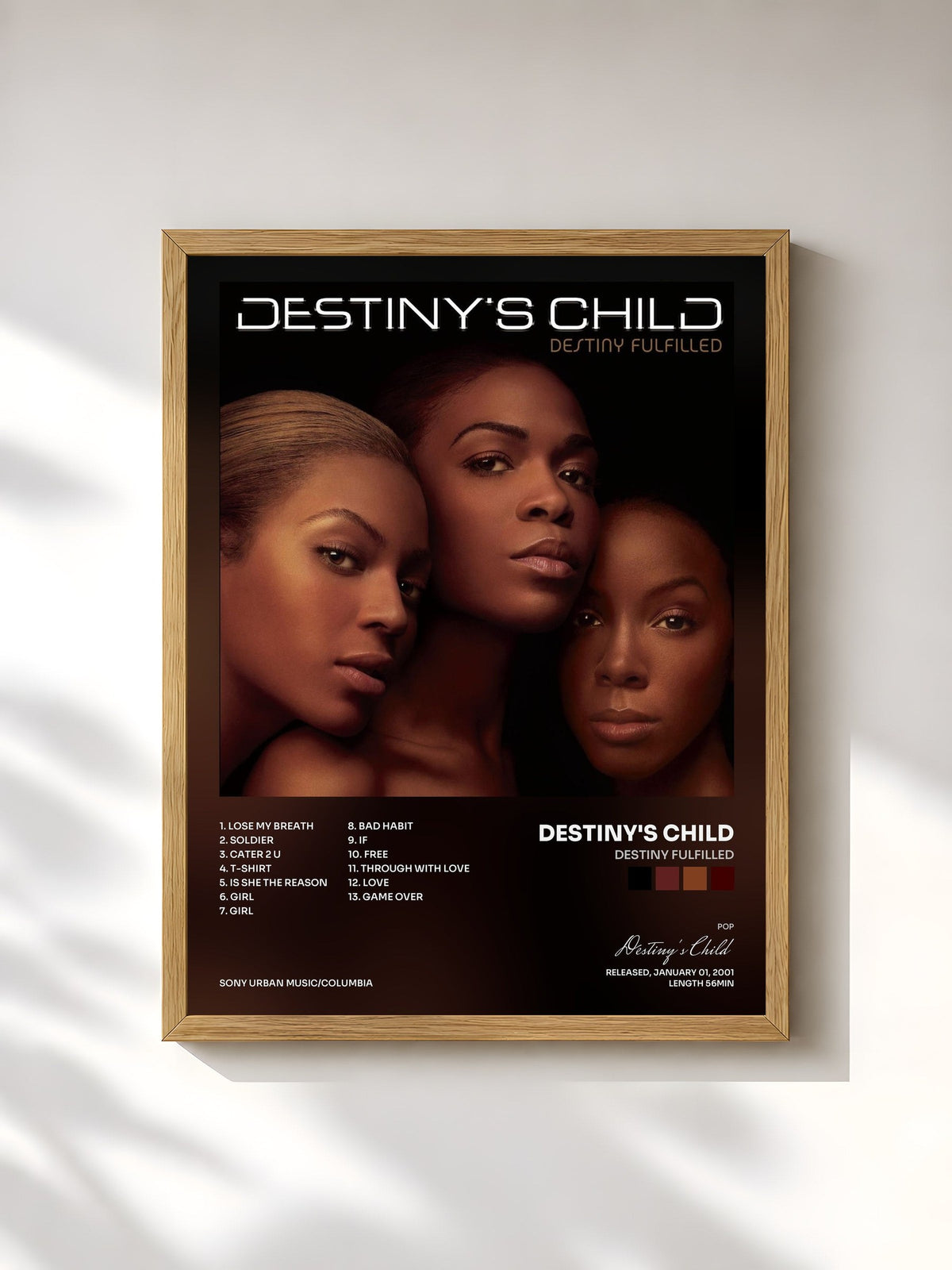 #bois Tableau de l'album Destiny Fulfilled de Destiny's Child, cadre en bois brut, imprimé et encadré en France