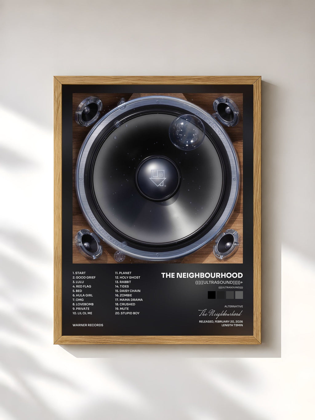#bois Tableau de l'album (((((ultraSOUND)))))+ de The Neighbourhood, cadre en bois brut, imprimé et encadré en France