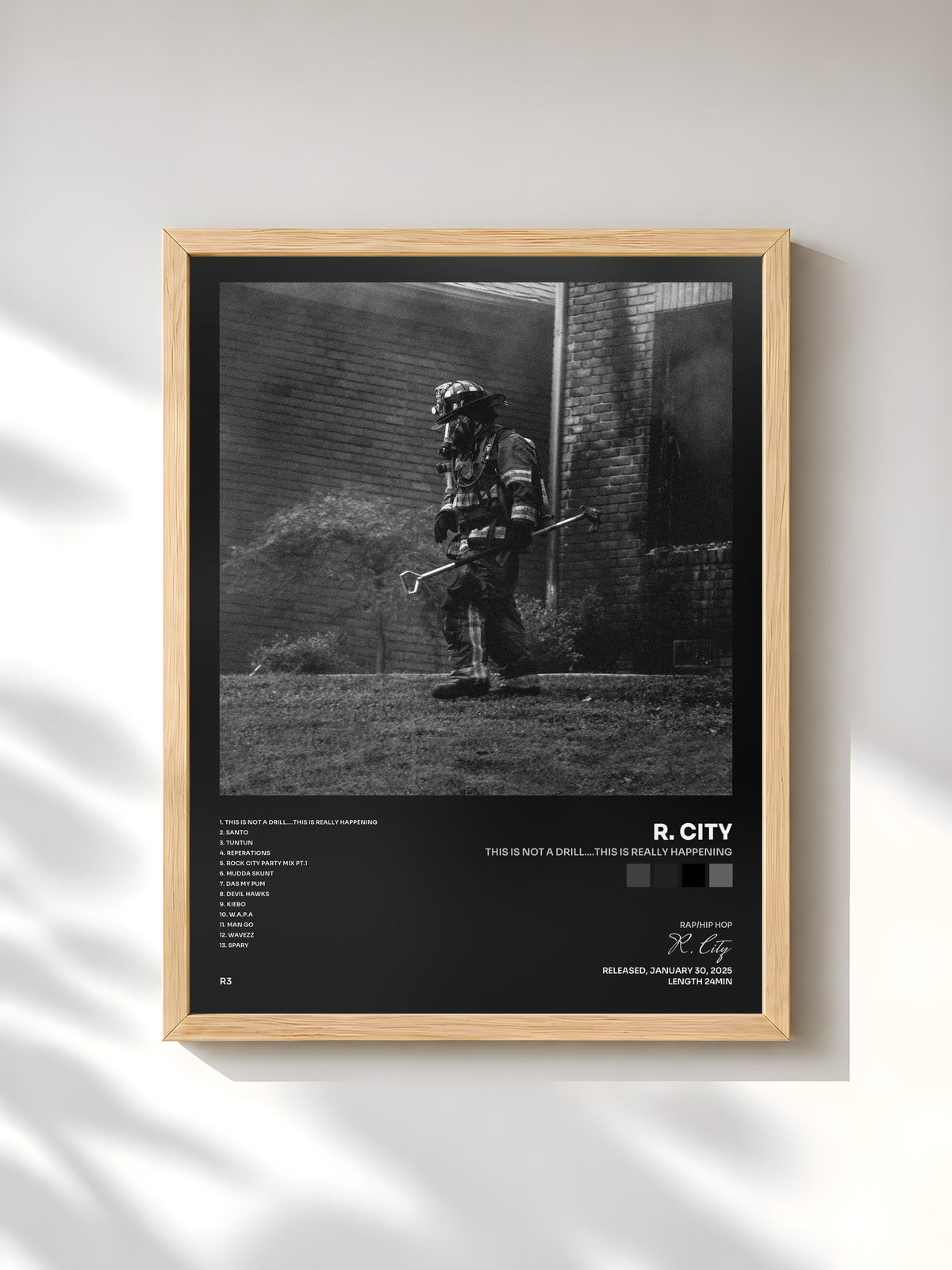 #bois Tableau de l'album This Is Not A Drill....This Is Really Happening de R. City, cadre en bois brut, imprimé et encadré en France