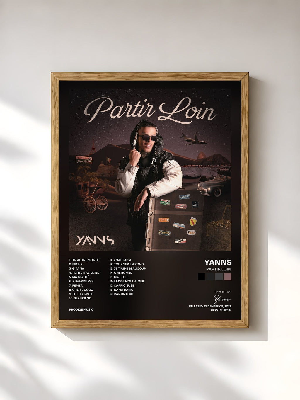 #bois Tableau de l'album Partir loin de Yanns, cadre en bois brut, imprimé et encadré en France