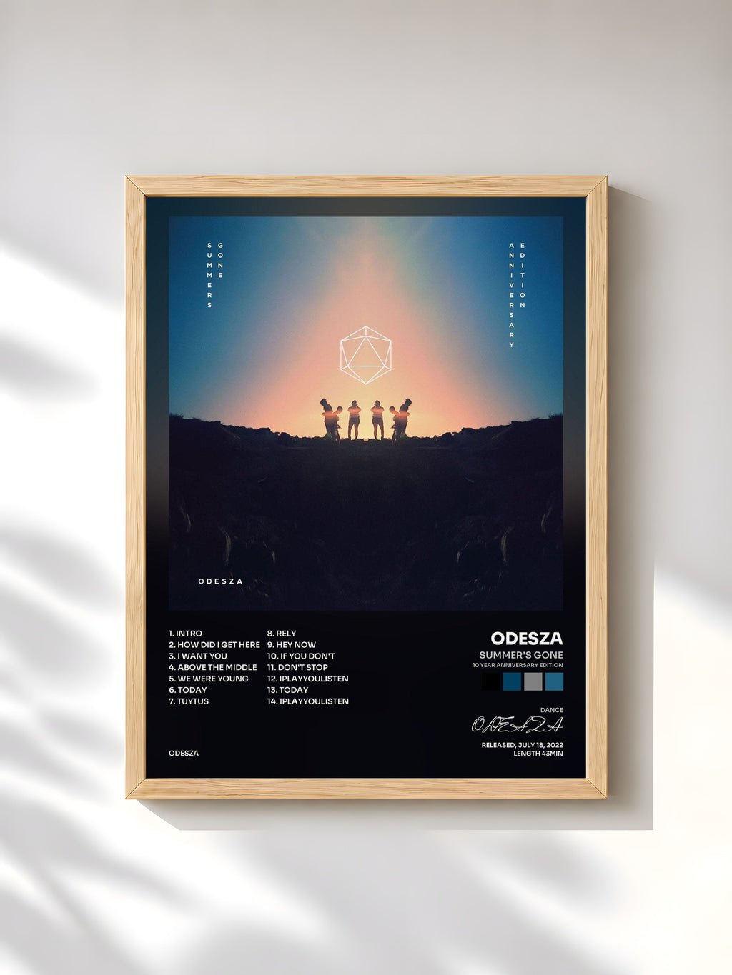#bois Tableau de l'album Summer's Gone (10 Year Anniversary Edition) de ODESZA, cadre en bois brut, imprimé et encadré en France