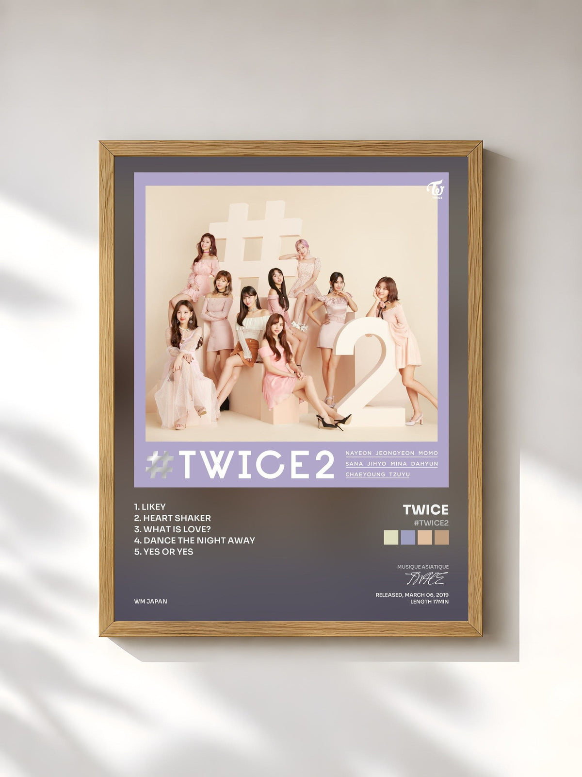 #bois Tableau de l'album #TWICE2 de TWICE, cadre en bois brut, imprimé et encadré en France