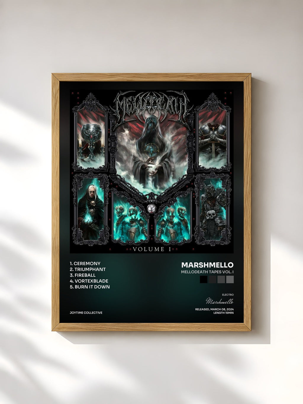 #bois Tableau de l'album MELLODEATH Tapes Vol. I de Marshmello, cadre en bois brut, imprimé et encadré en France