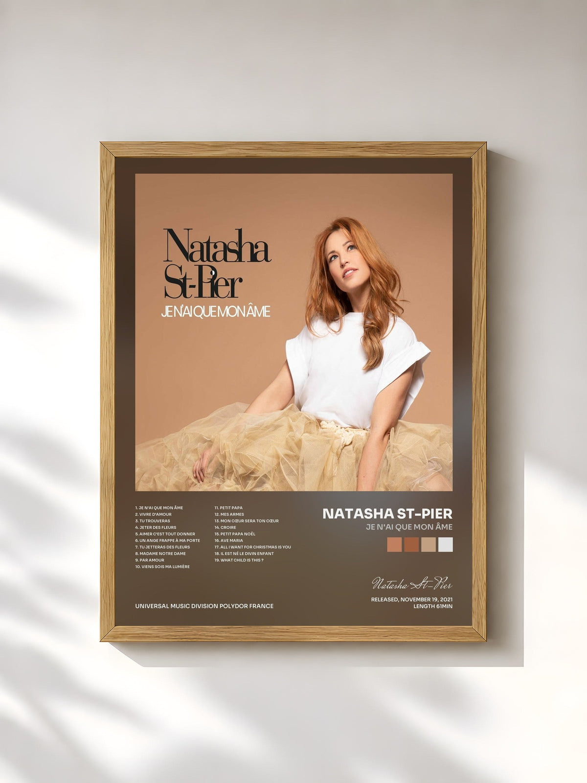 #bois Tableau de l'album Je n'ai que mon âme de Natasha St-Pier, cadre en bois brut, imprimé et encadré en France