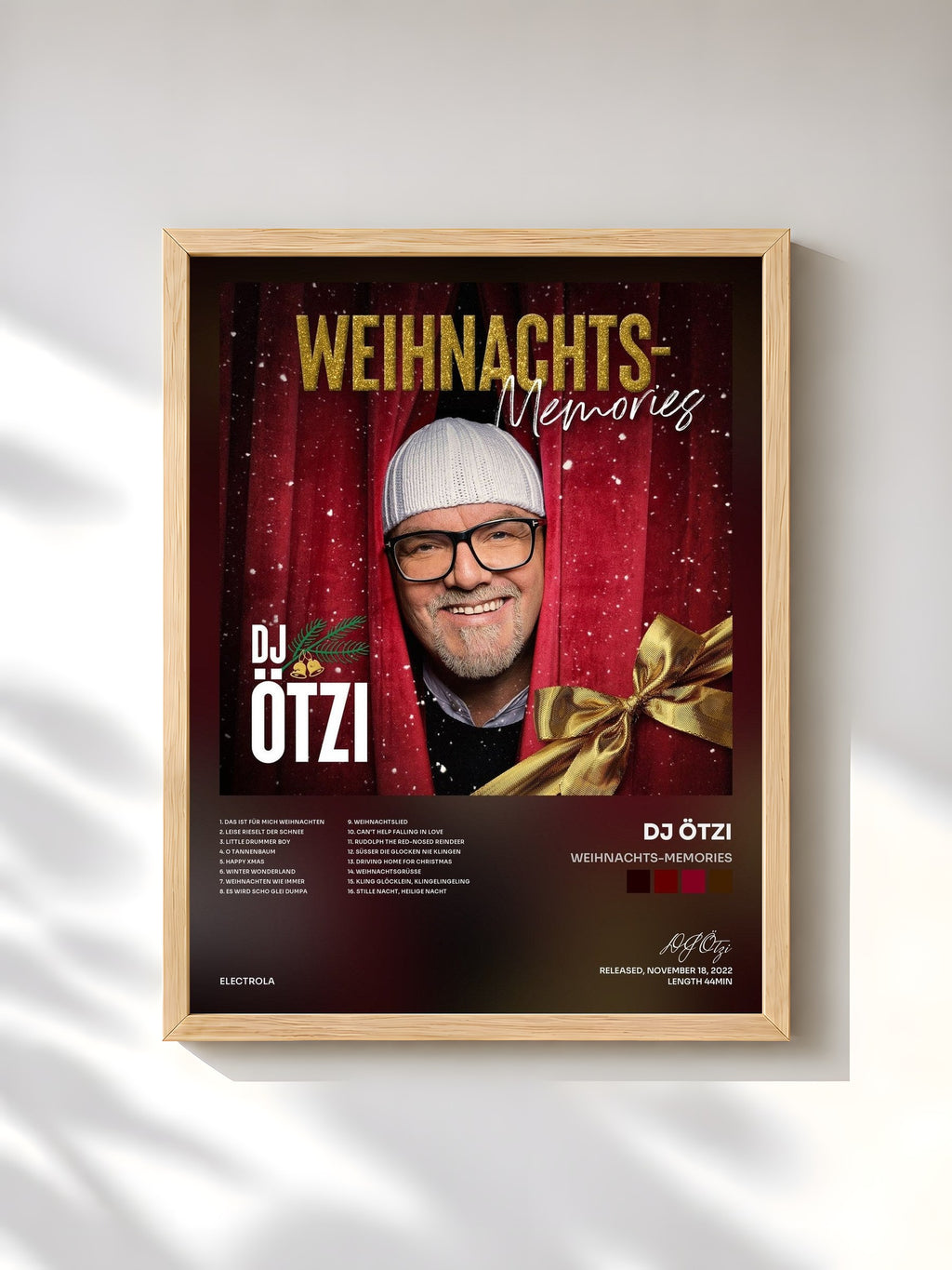 #bois Tableau de l'album Weihnachts-Memories de DJ Ötzi, cadre en bois brut, imprimé et encadré en France