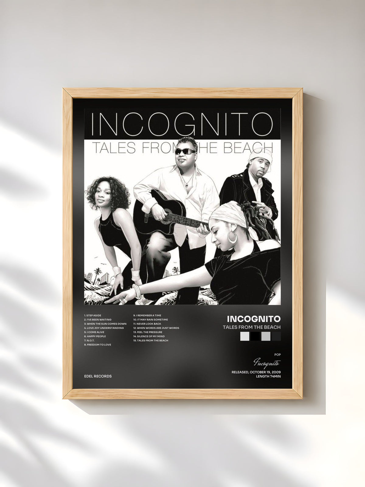 #bois Tableau de l'album Tales from the Beach de Incognito, cadre en bois brut, imprimé et encadré en France