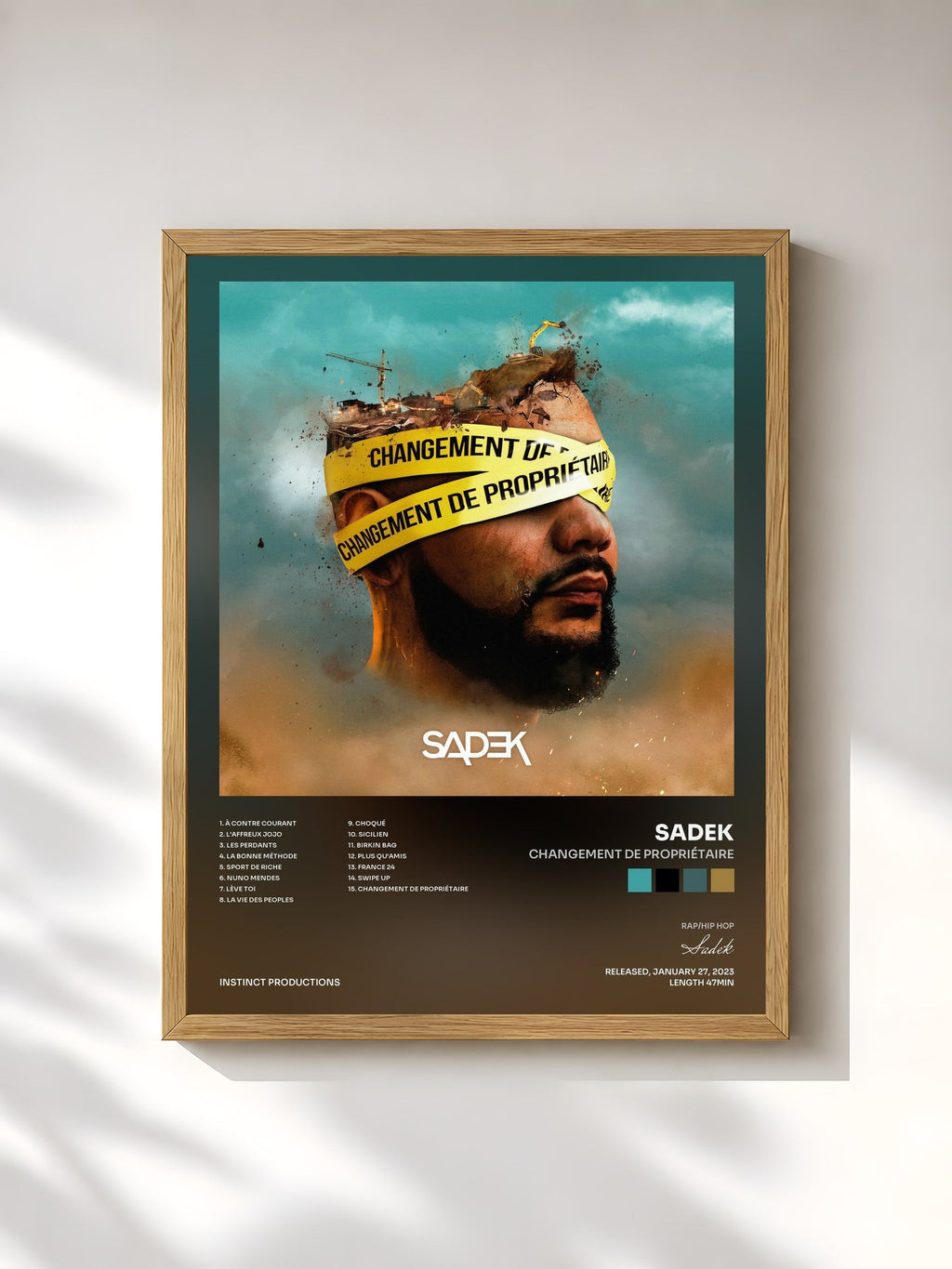 #bois Tableau de l'album Changement de propriétaire de Sadek, cadre en bois brut, imprimé et encadré en France