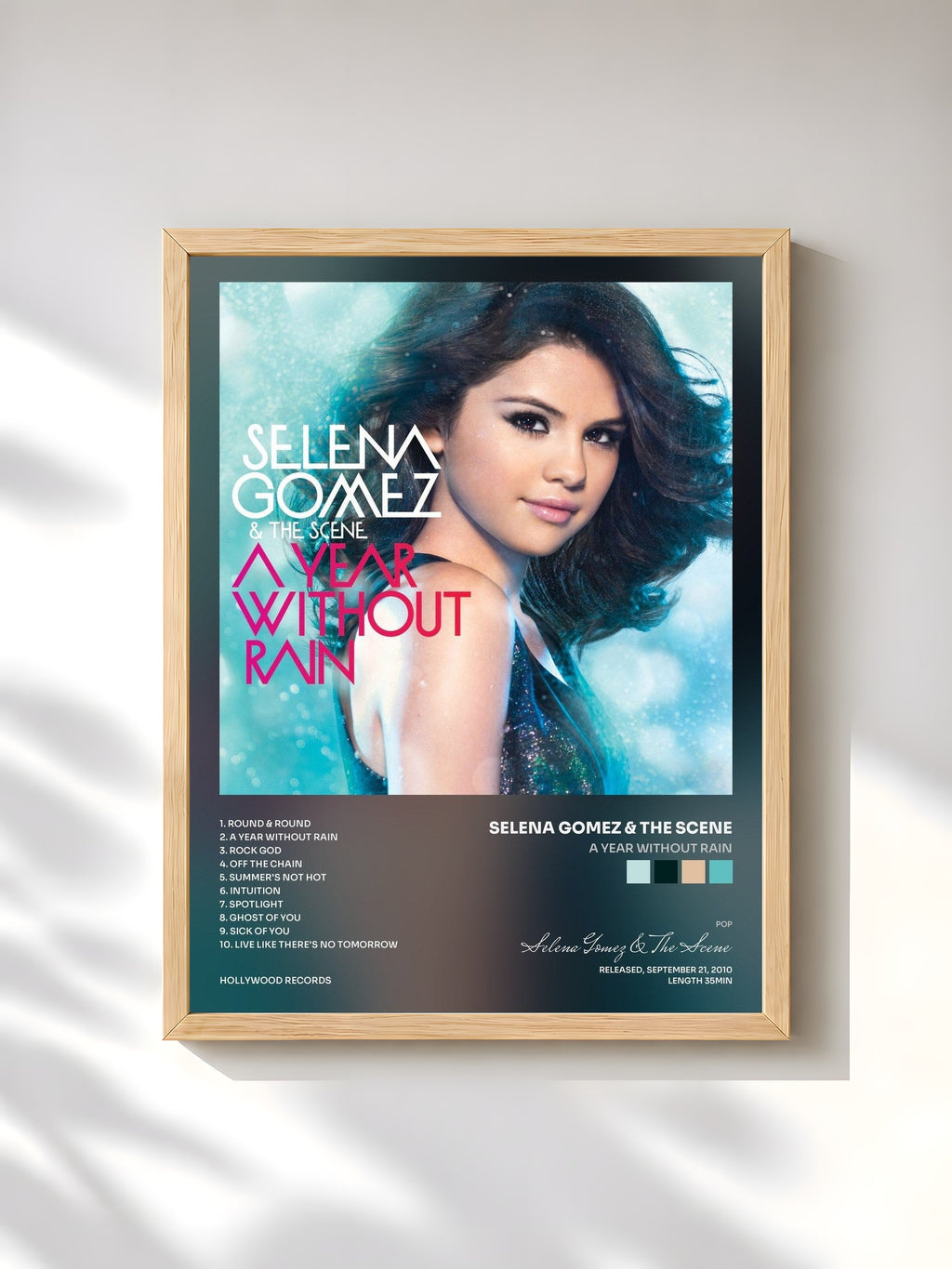 #bois Tableau de l'album A Year Without Rain de Selena Gomez & The Scene, cadre en bois brut, imprimé et encadré en France