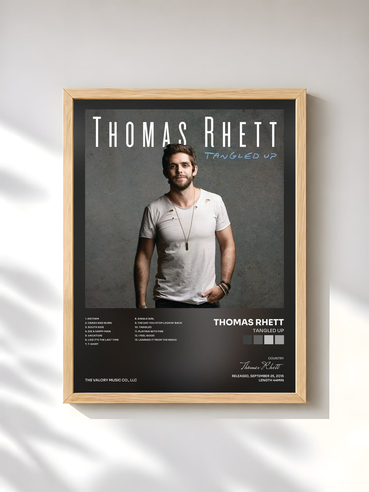 #bois Tableau de l'album Tangled Up de Thomas Rhett, cadre en bois brut, imprimé et encadré en France