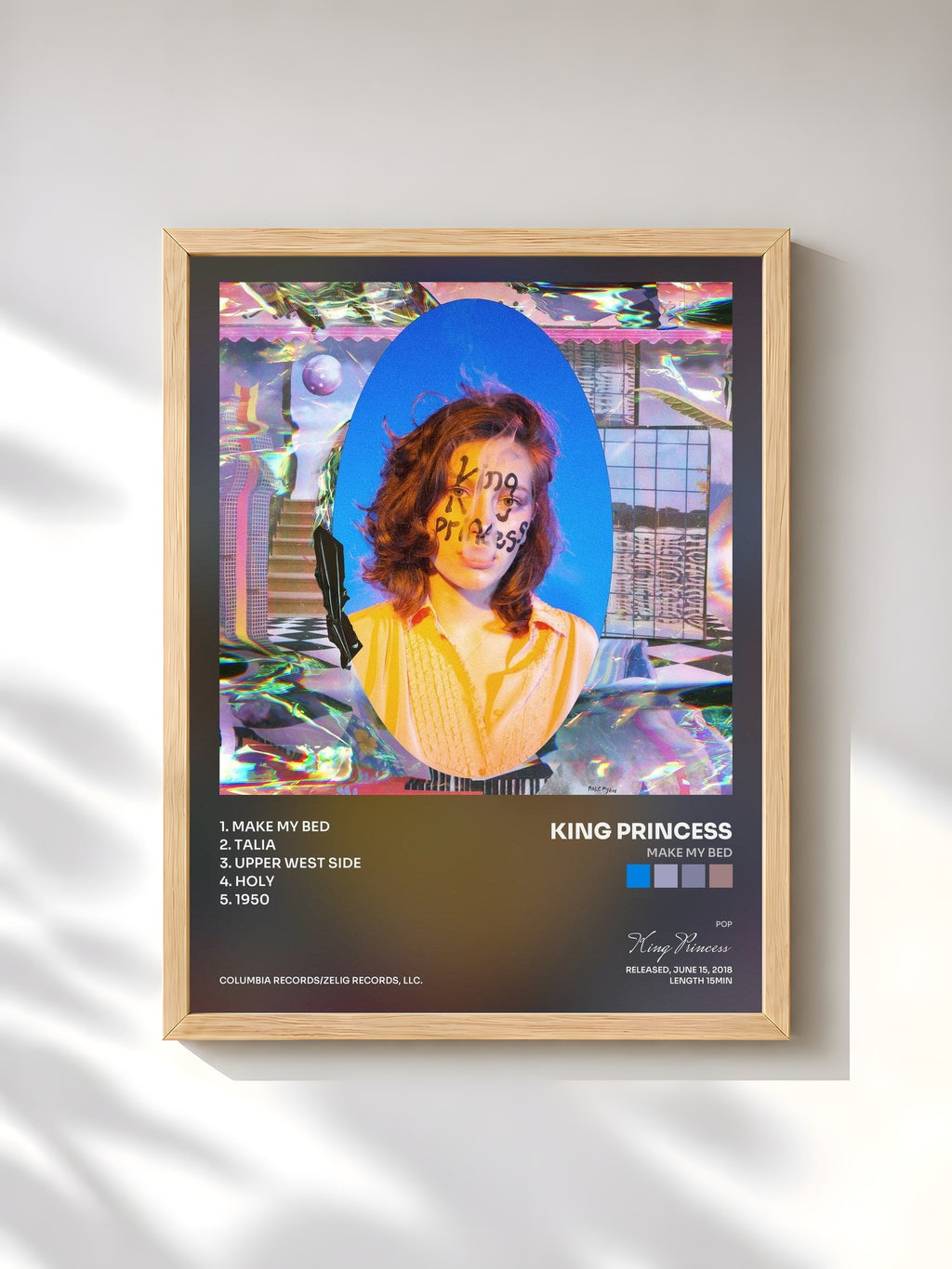 #bois Tableau de l'album Make My Bed de King Princess, cadre en bois brut, imprimé et encadré en France