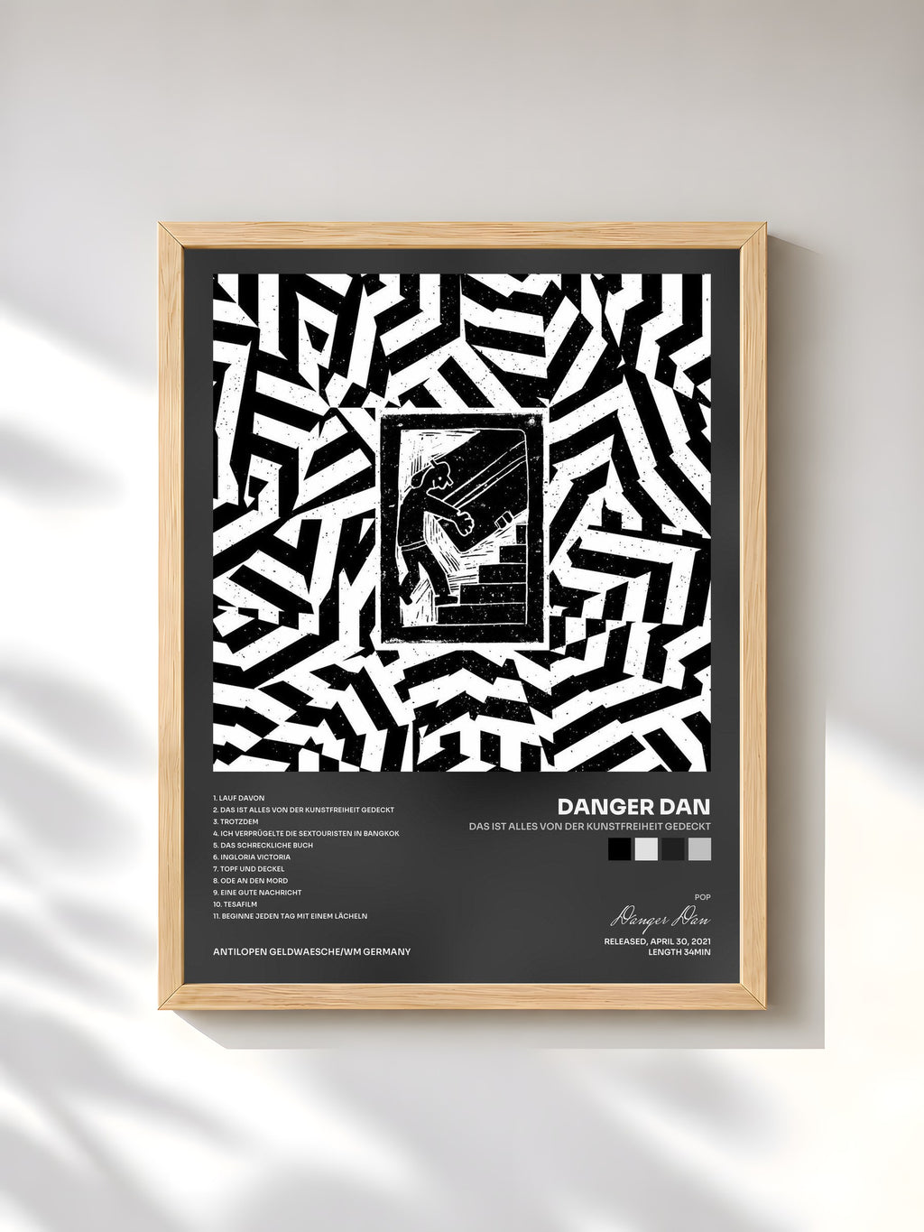 #bois Tableau de l'album Das ist alles von der Kunstfreiheit gedeckt de Danger Dan, cadre en bois brut, imprimé et encadré en France