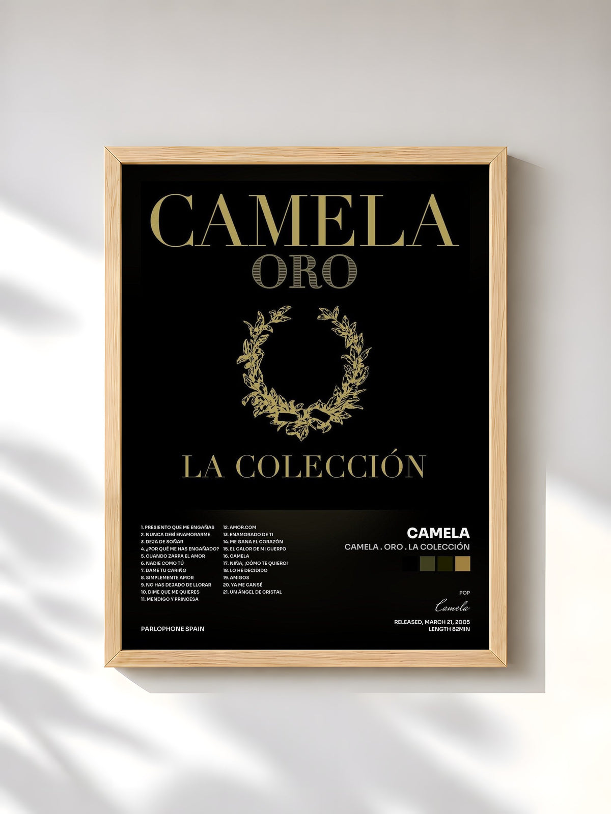 #bois Tableau de l'album Camela . Oro . La Colección de Camela, cadre en bois brut, imprimé et encadré en France