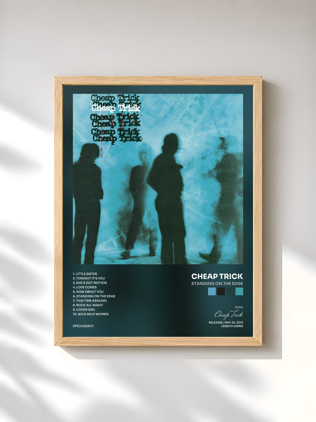#bois Tableau de l'album Standing On The Edge de Cheap Trick, cadre en bois brut, imprimé et encadré en France