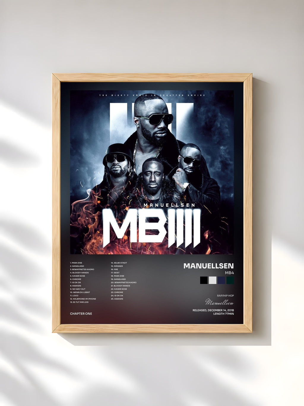 #bois Tableau de l'album MB4 de Manuellsen, cadre en bois brut, imprimé et encadré en France