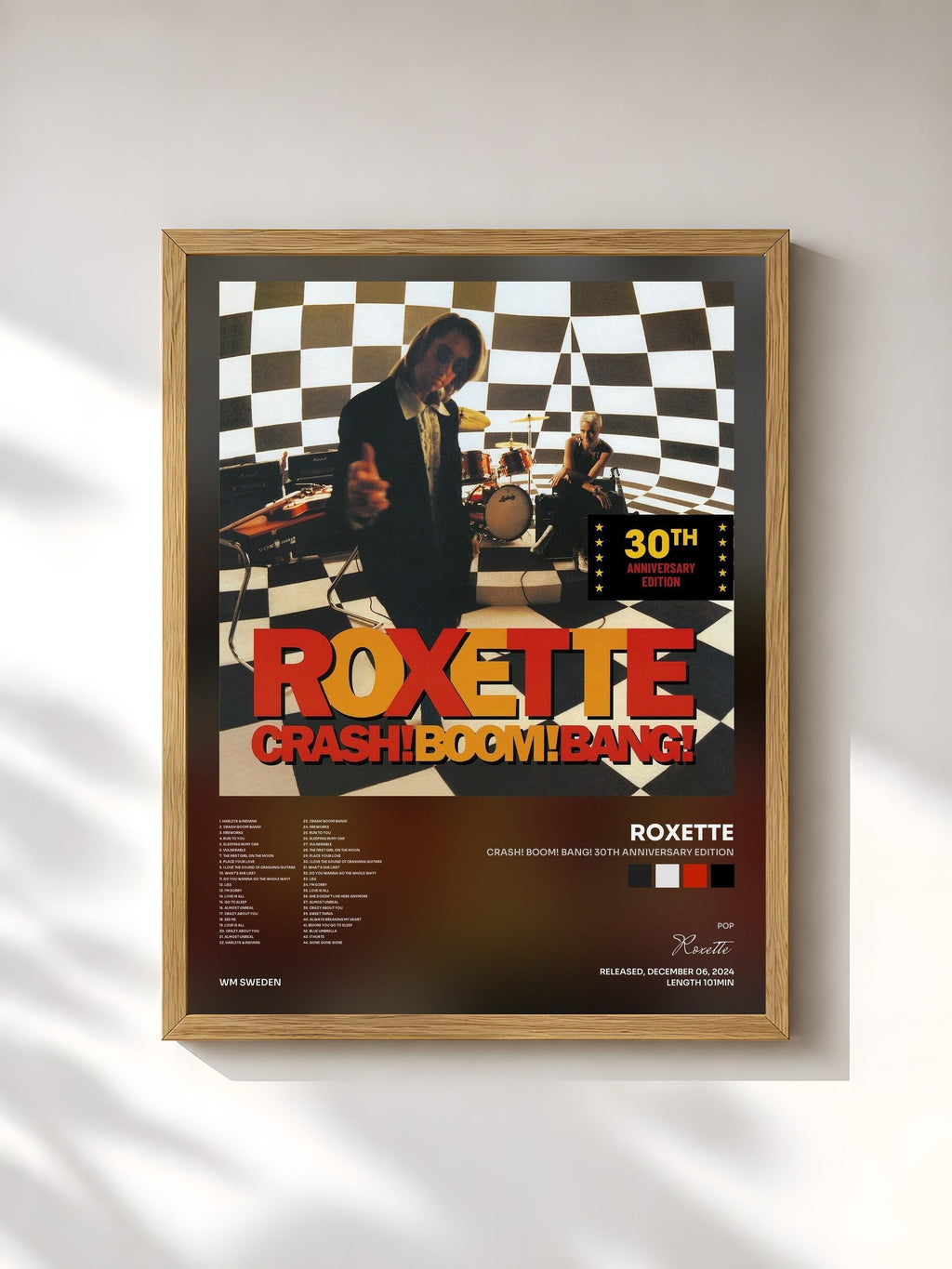 #bois Tableau de l'album Crash! Boom! Bang! 30th Anniversary Edition de Roxette, cadre en bois brut, imprimé et encadré en France
