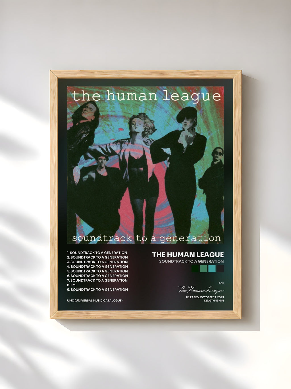 #bois Tableau de l'album Soundtrack To A Generation de The Human League, cadre en bois brut, imprimé et encadré en France