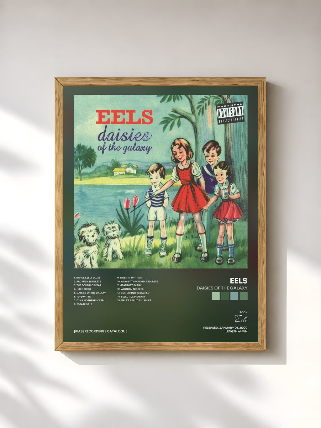 #bois Tableau de l'album Daisies Of The Galaxy de Eels, cadre en bois brut, imprimé et encadré en France