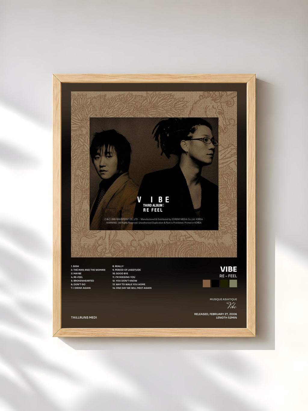 #bois Tableau de l'album Re - Feel de Vibe, cadre en bois brut, imprimé et encadré en France