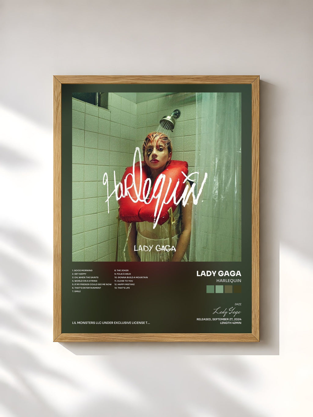 #bois Tableau de l'album Harlequin de Lady Gaga, cadre en bois brut, imprimé et encadré en France