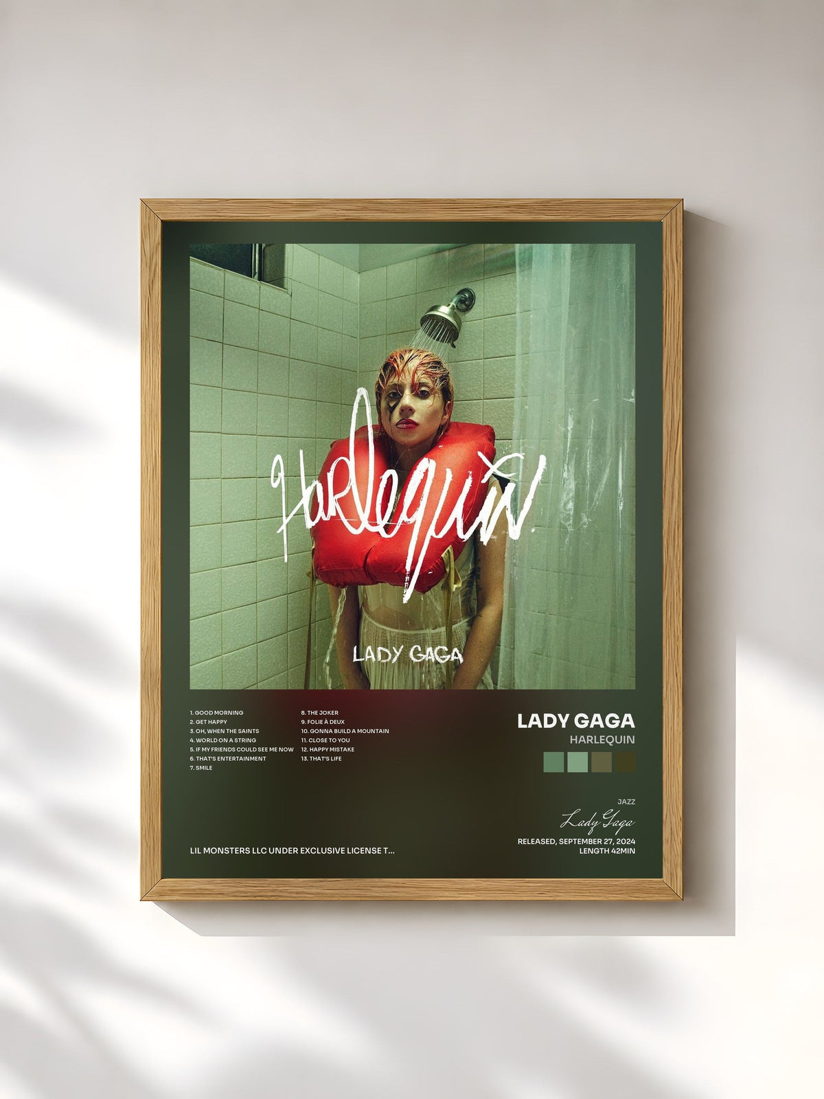 #bois Tableau de l'album Harlequin de Lady Gaga, cadre en bois brut, imprimé et encadré en France