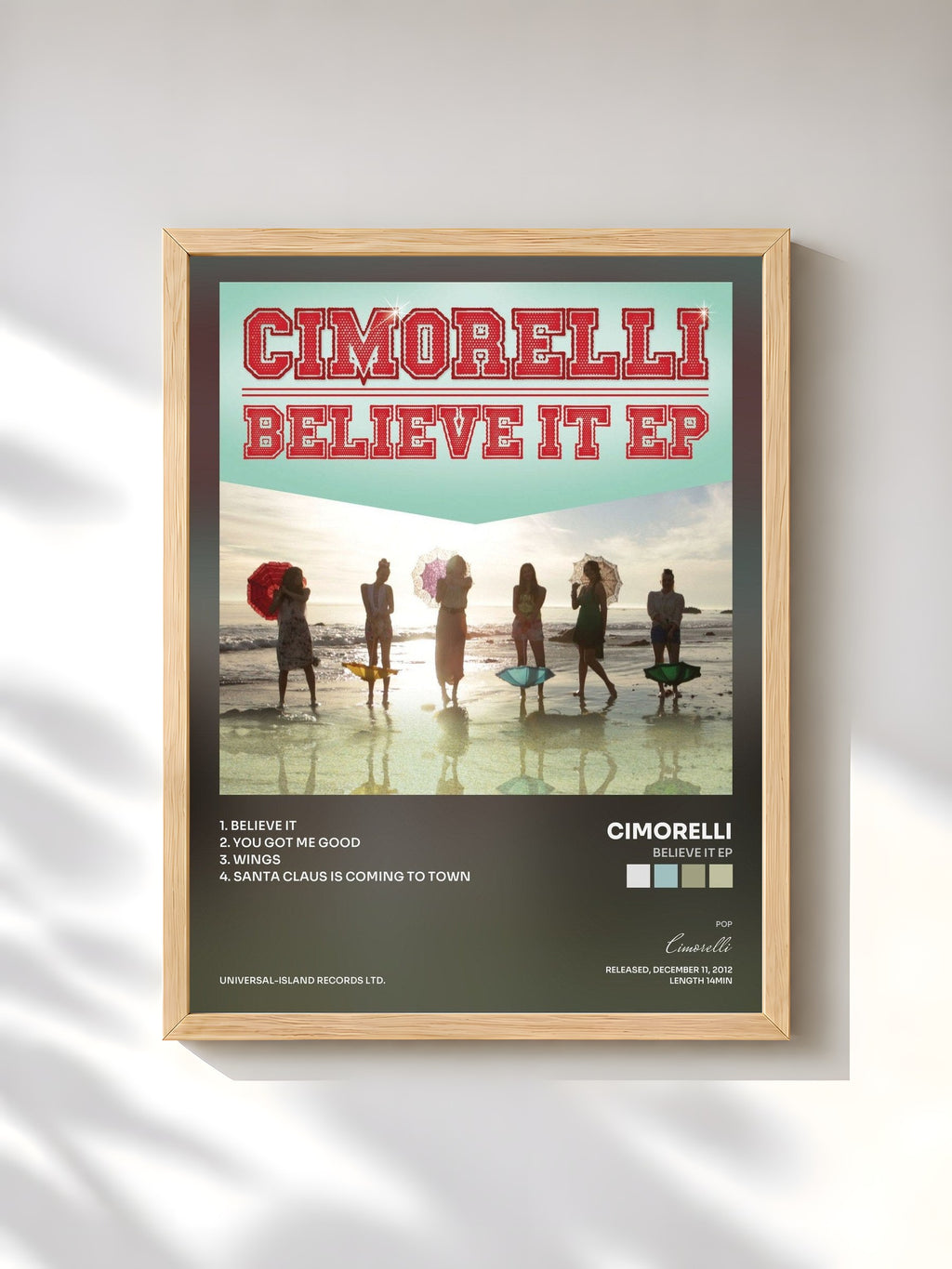 #bois Tableau de l'album Believe It EP de Cimorelli, cadre en bois brut, imprimé et encadré en France