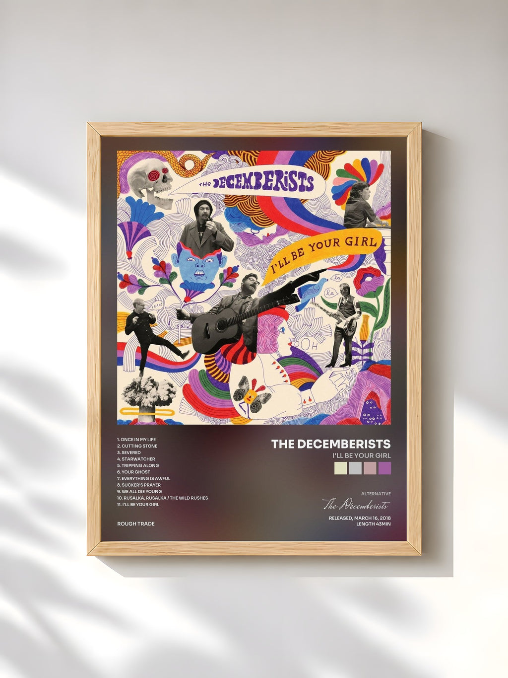 #bois Tableau de l'album I'll Be Your Girl de The Decemberists, cadre en bois brut, imprimé et encadré en France