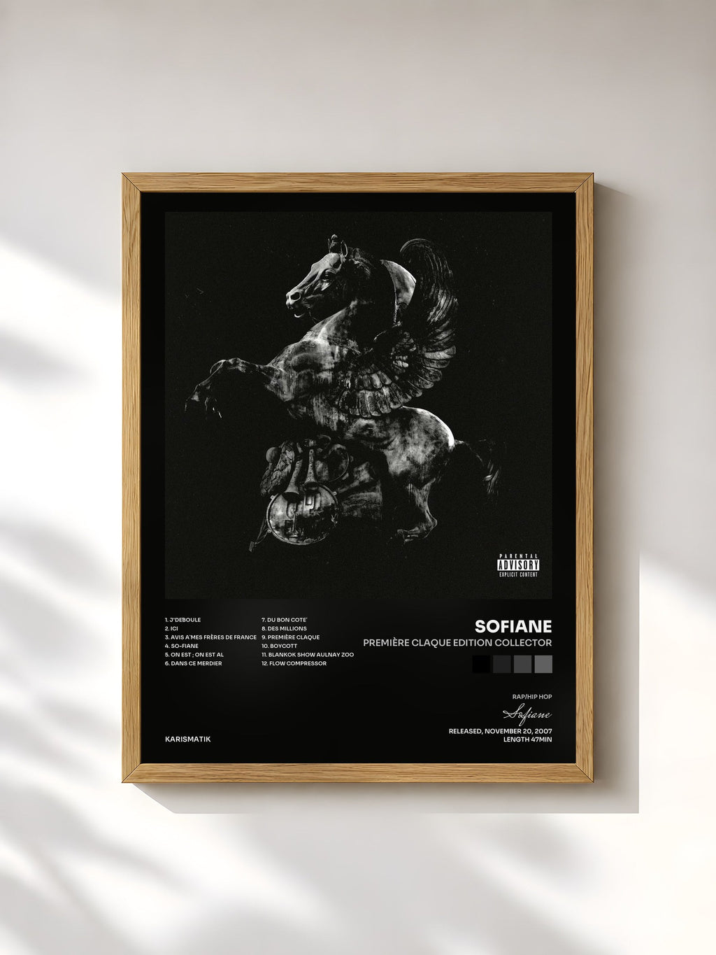 #bois Tableau de l'album Première claque Edition collector de Sofiane, cadre en bois brut, imprimé et encadré en France