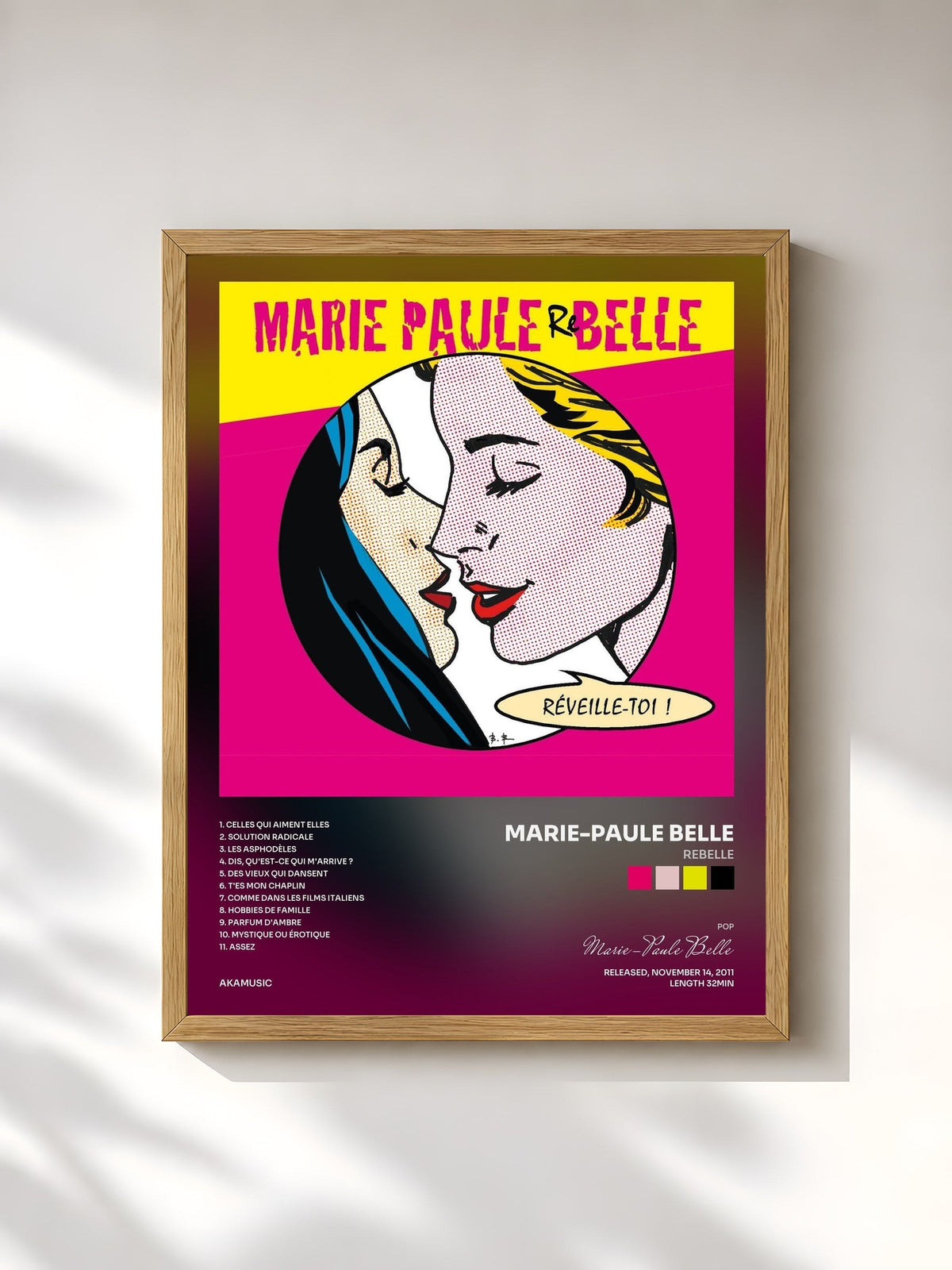 #bois Tableau de l'album Rebelle de Marie-Paule Belle, cadre en bois brut, imprimé et encadré en France