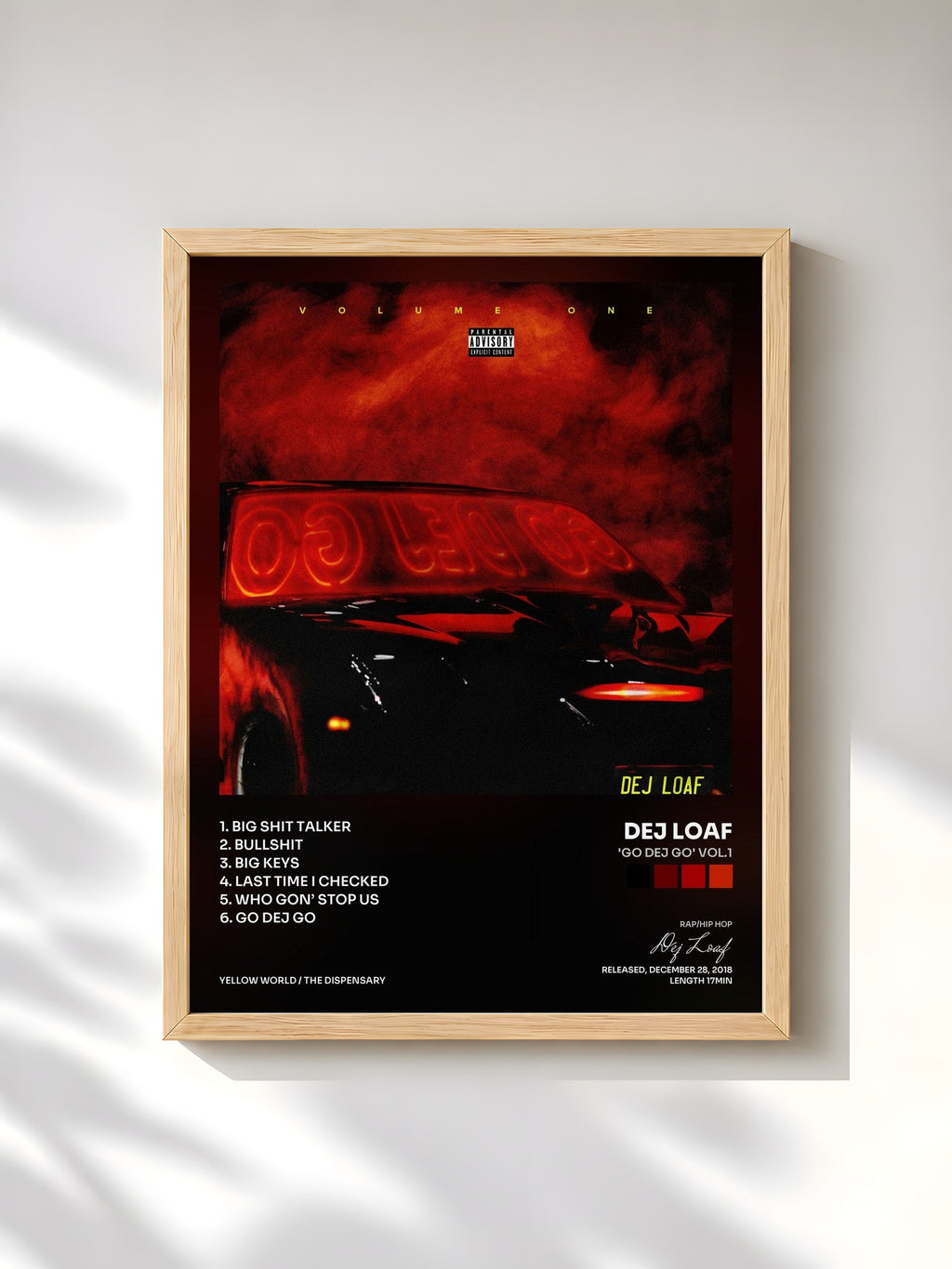 #bois Tableau de l'album 'Go DeJ Go' Vol.1 de Dej Loaf, cadre en bois brut, imprimé et encadré en France
