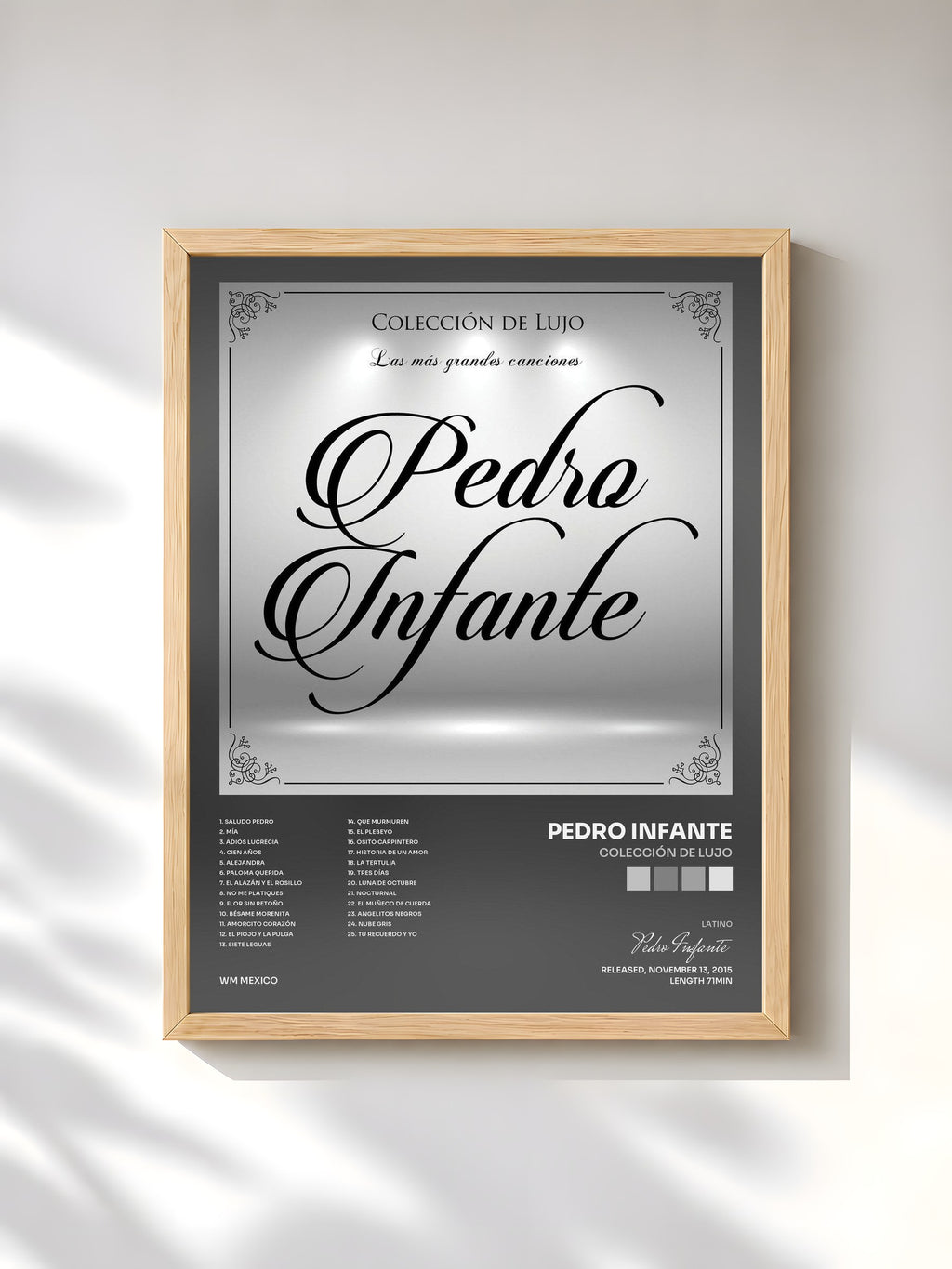 #bois Tableau de l'album Colección de Lujo de Pedro Infante, cadre en bois brut, imprimé et encadré en France