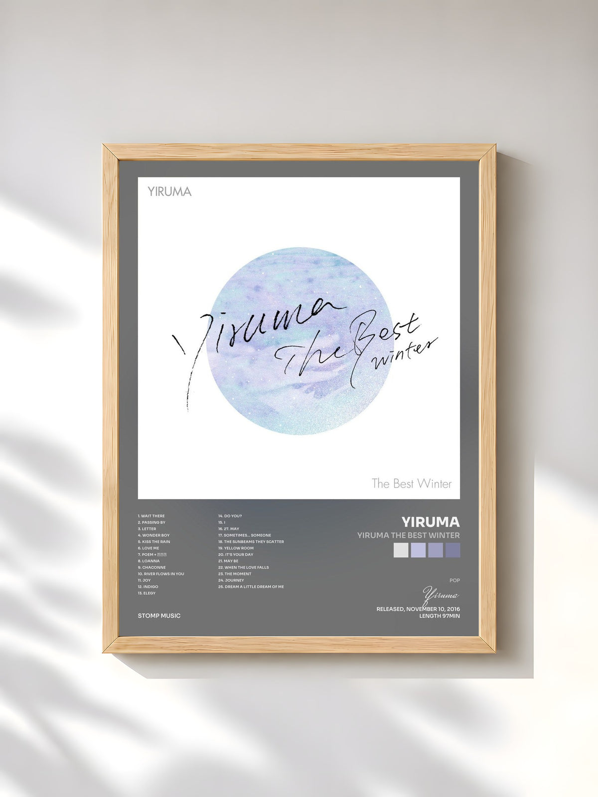 #bois Tableau de l'album Yiruma The Best Winter de Yiruma, cadre en bois brut, imprimé et encadré en France