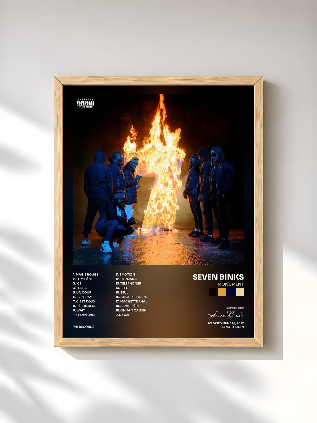 #bois Tableau de l'album Monument de Seven Binks, cadre en bois brut, imprimé et encadré en France