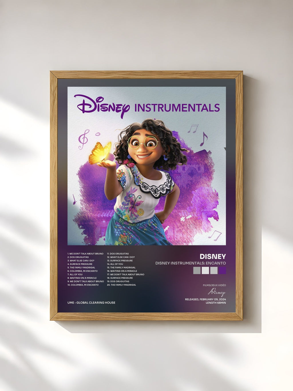 #bois Tableau de l'album Disney Instrumentals: Encanto de Disney, cadre en bois brut, imprimé et encadré en France