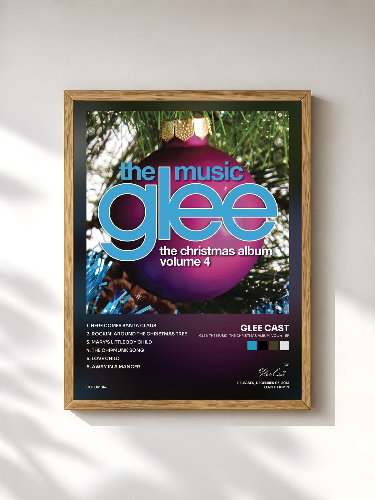#bois Tableau de l'album Glee: The Music, The Christmas Album, Vol. 4 - EP de Glee Cast, cadre en bois brut, imprimé et encadré en France