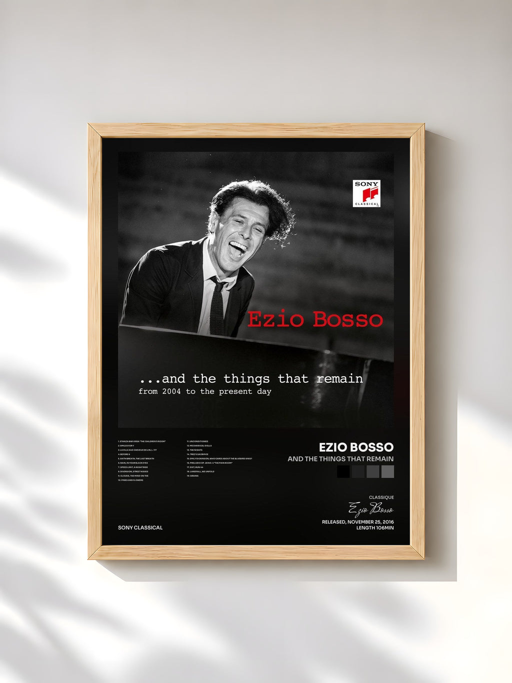 #bois Tableau de l'album And the Things that Remain de Ezio Bosso, cadre en bois brut, imprimé et encadré en France
