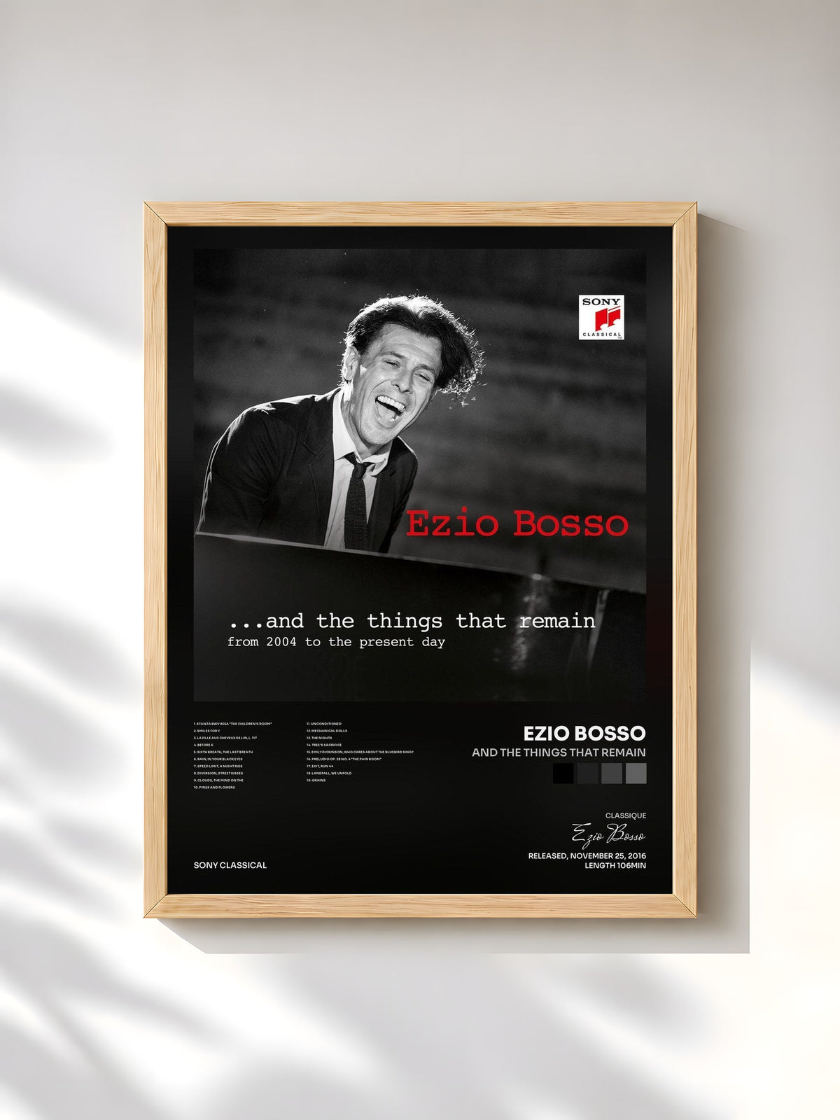 #bois Tableau de l'album And the Things that Remain de Ezio Bosso, cadre en bois brut, imprimé et encadré en France