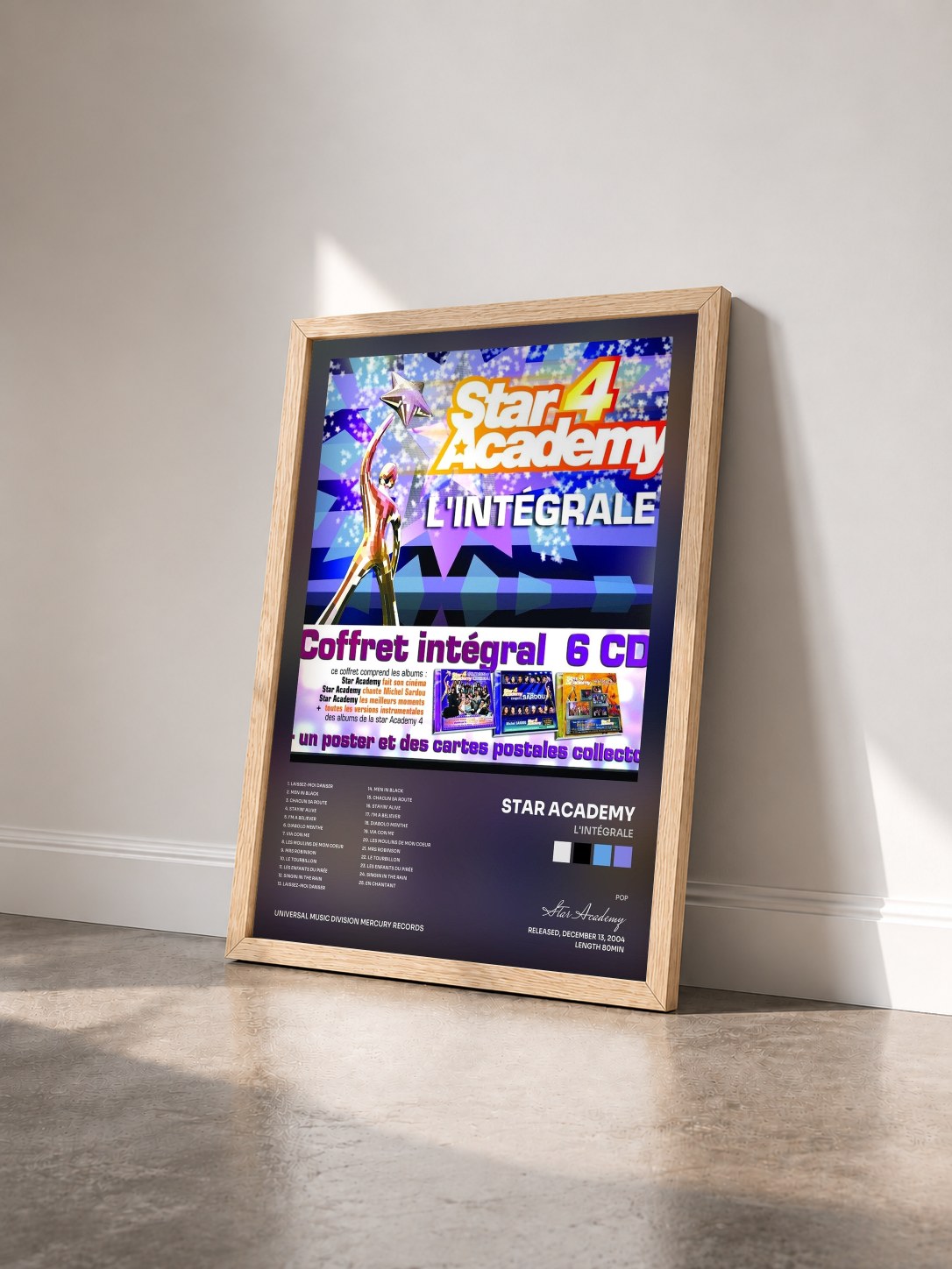#bois Tableau de l'album L'Intégrale de Star Academy vu de trois quarts, cadre en bois brut